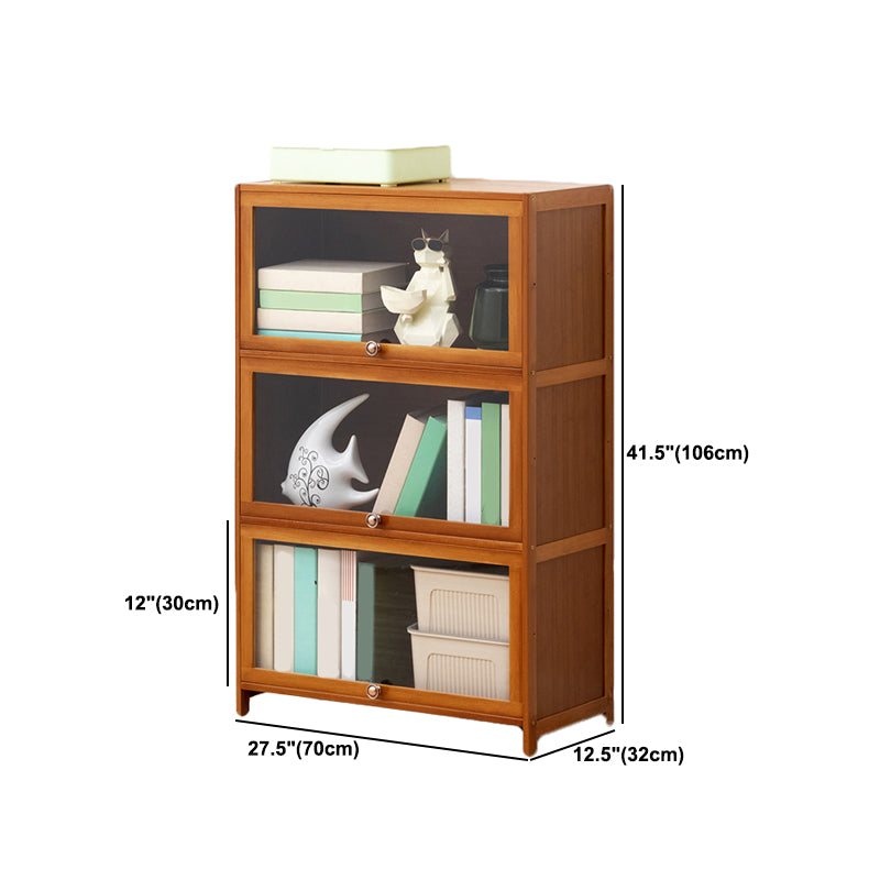 Brown Shelf Bookcase Door Standard Wood Bookcase for Home Office