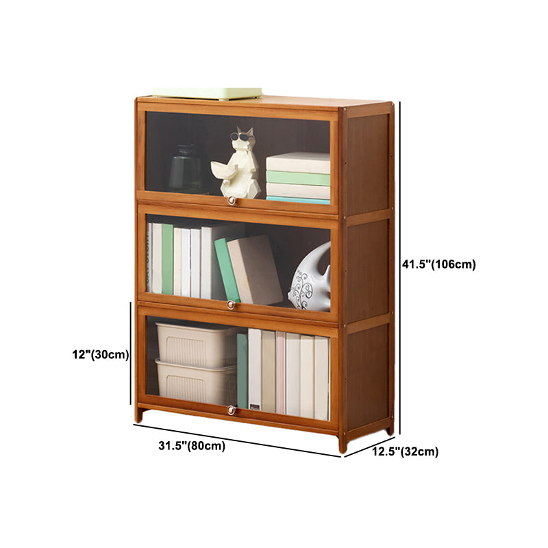 Brown Shelf Bookcase Door Standard Wood Bookcase for Home Office