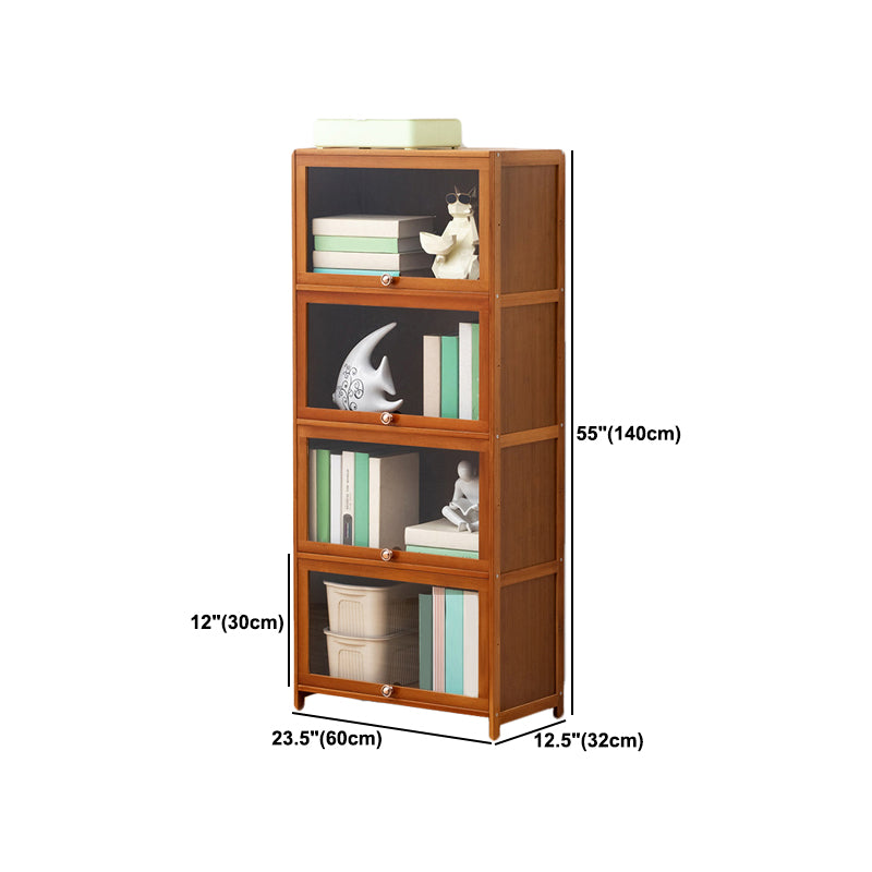 Brown Shelf Bookcase Door Standard Wood Bookcase for Home Office