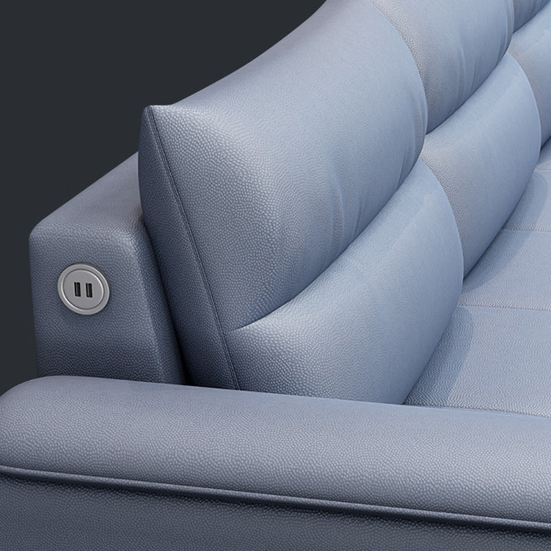 Scandinavian Blue Faux Leather Pillow Top Arm Sofa/Sectionals with Wear-Resistant