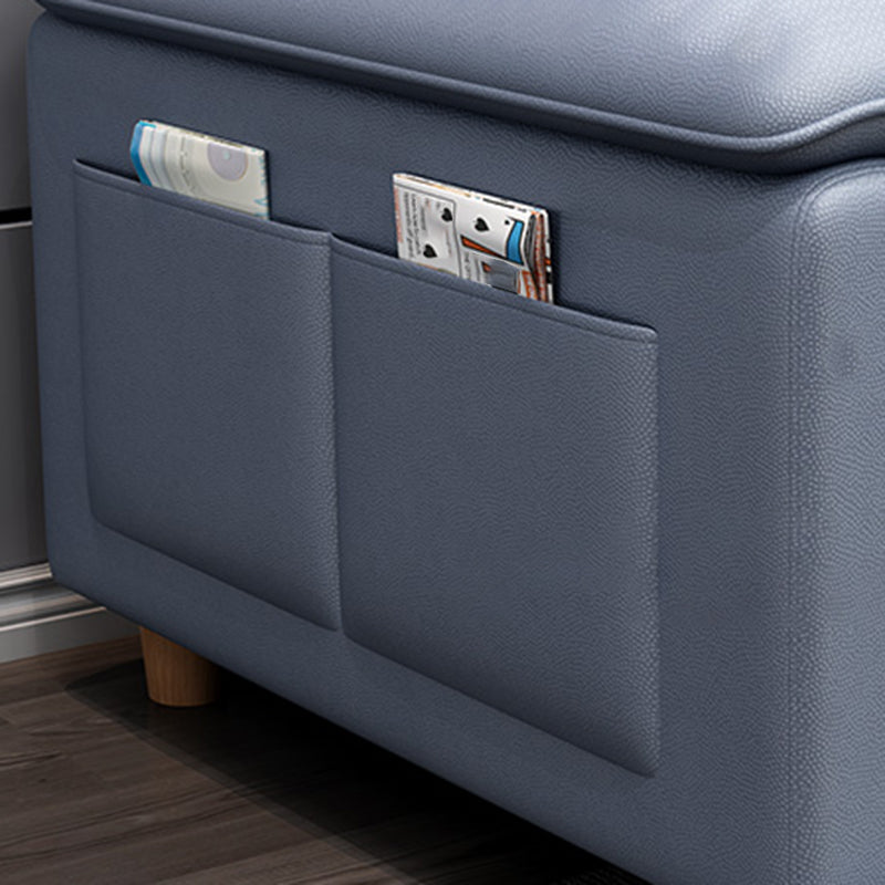 Scandinavian Blue Faux Leather Pillow Top Arm Sofa/Sectionals with Wear-Resistant