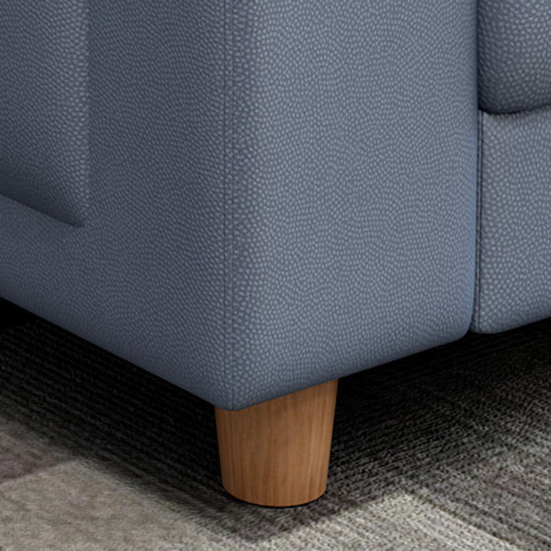 Scandinavian Blue Faux Leather Pillow Top Arm Sofa/Sectionals with Wear-Resistant