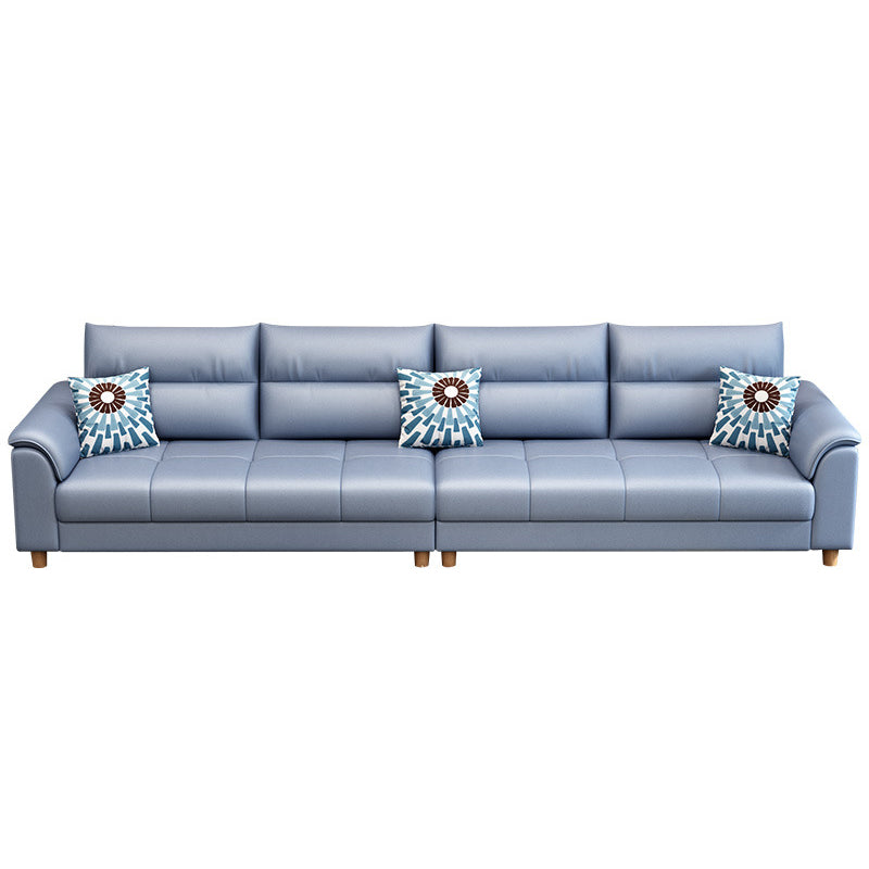 Scandinavian Blue Faux Leather Pillow Top Arm Sofa/Sectionals with Wear-Resistant