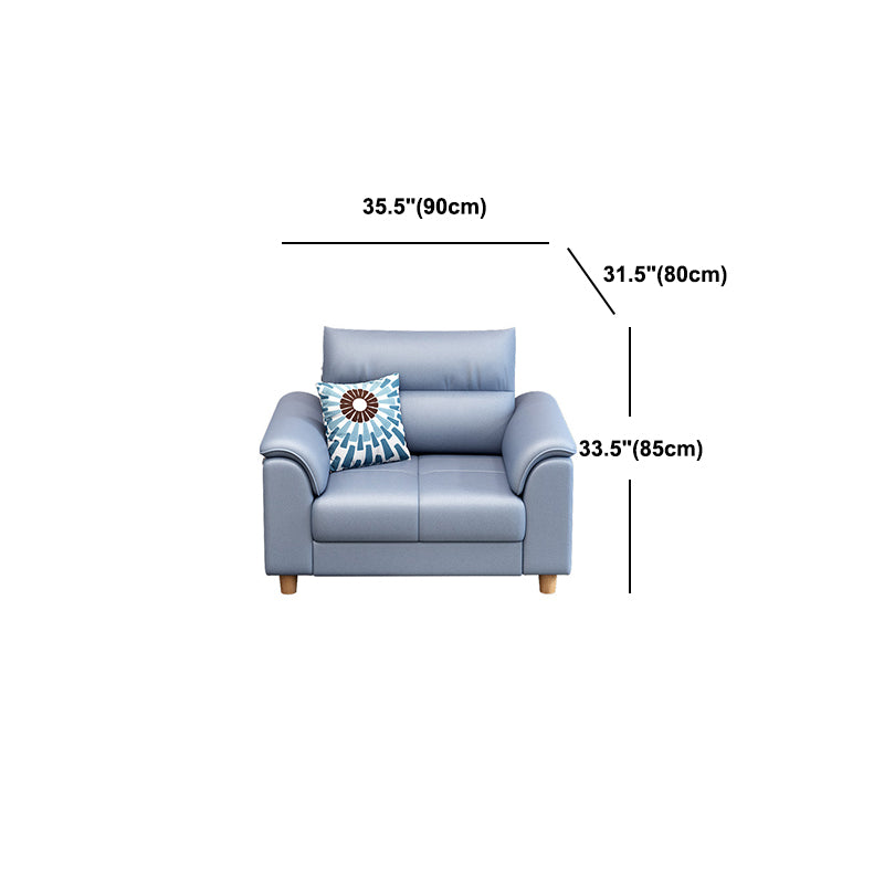 Scandinavian Blue Faux Leather Pillow Top Arm Sofa/Sectionals with Wear-Resistant