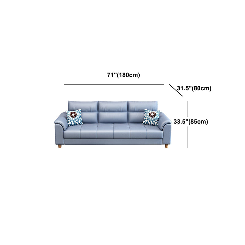 Scandinavian Blue Faux Leather Pillow Top Arm Sofa/Sectionals with Wear-Resistant