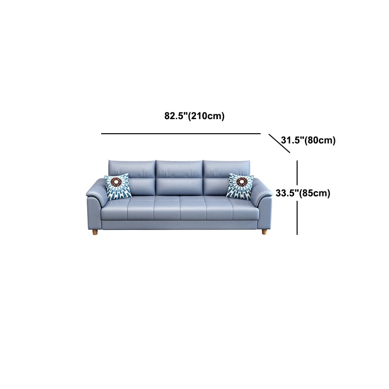 Scandinavian Blue Faux Leather Pillow Top Arm Sofa/Sectionals with Wear-Resistant