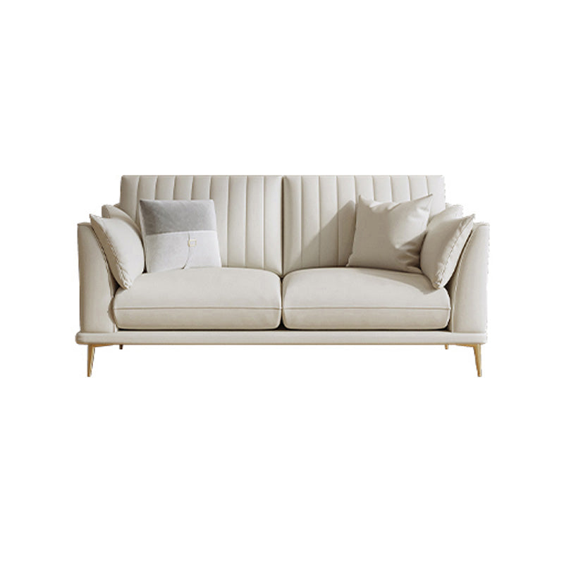 Contemporary Channel Back Faux Leather Sloped Arms Sofa/Sectionals,Ivory