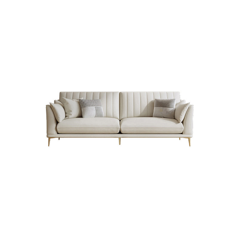 Contemporary Channel Back Faux Leather Sloped Arms Sofa/Sectionals,Ivory