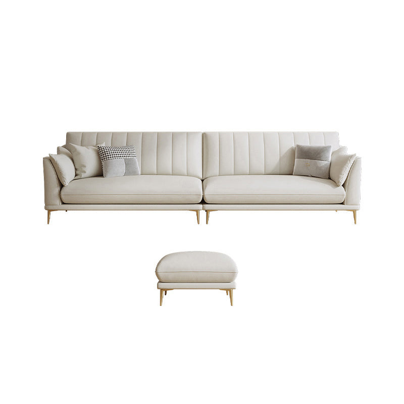 Contemporary Channel Back Faux Leather Sloped Arms Sofa/Sectionals,Ivory