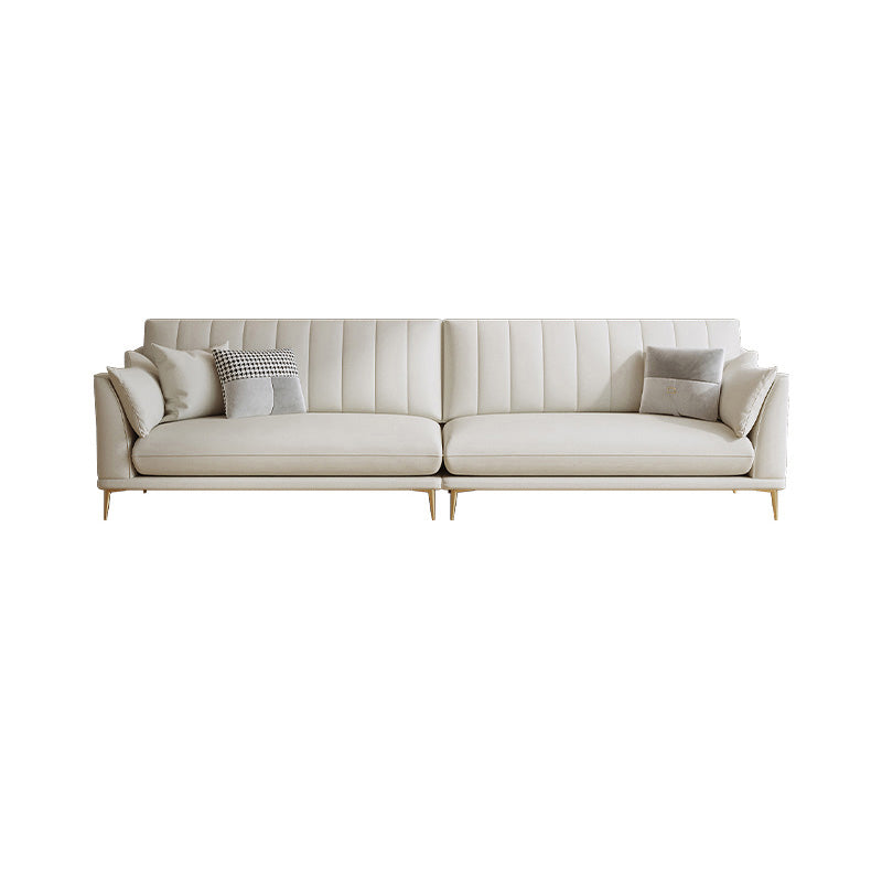 Contemporary Channel Back Faux Leather Sloped Arms Sofa/Sectionals,Ivory