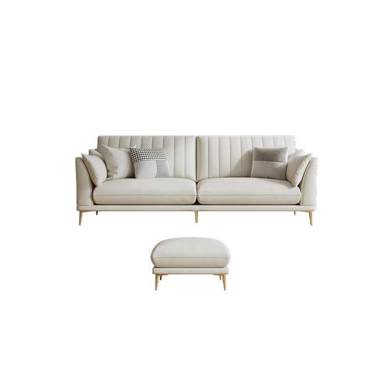 Contemporary Channel Back Faux Leather Sloped Arms Sofa/Sectionals,Ivory