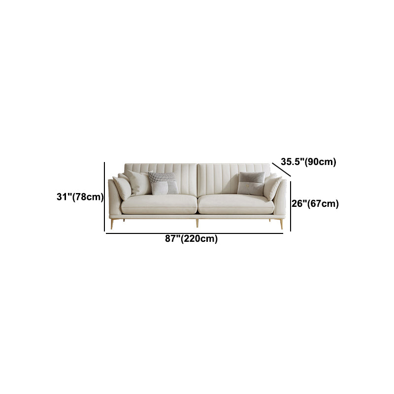 Contemporary Channel Back Faux Leather Sloped Arms Sofa/Sectionals,Ivory