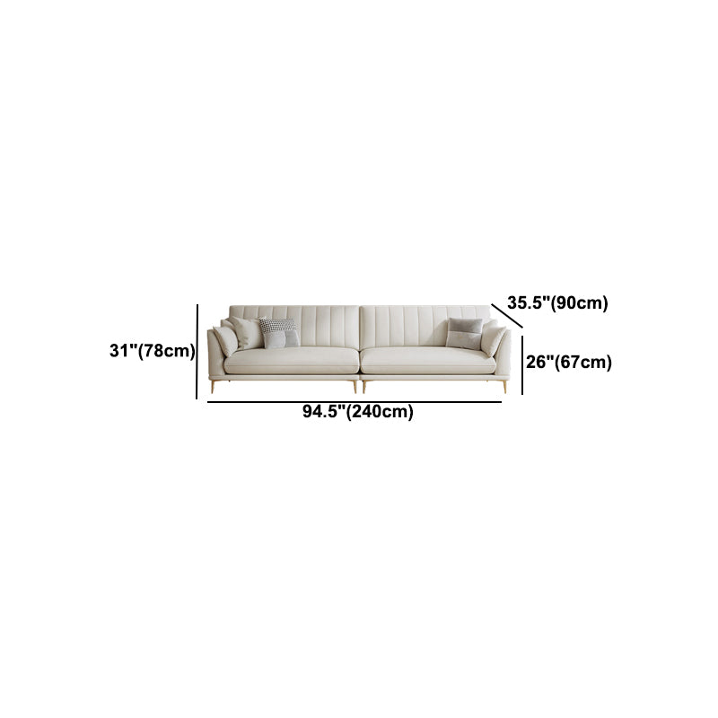Contemporary Channel Back Faux Leather Sloped Arms Sofa/Sectionals,Ivory