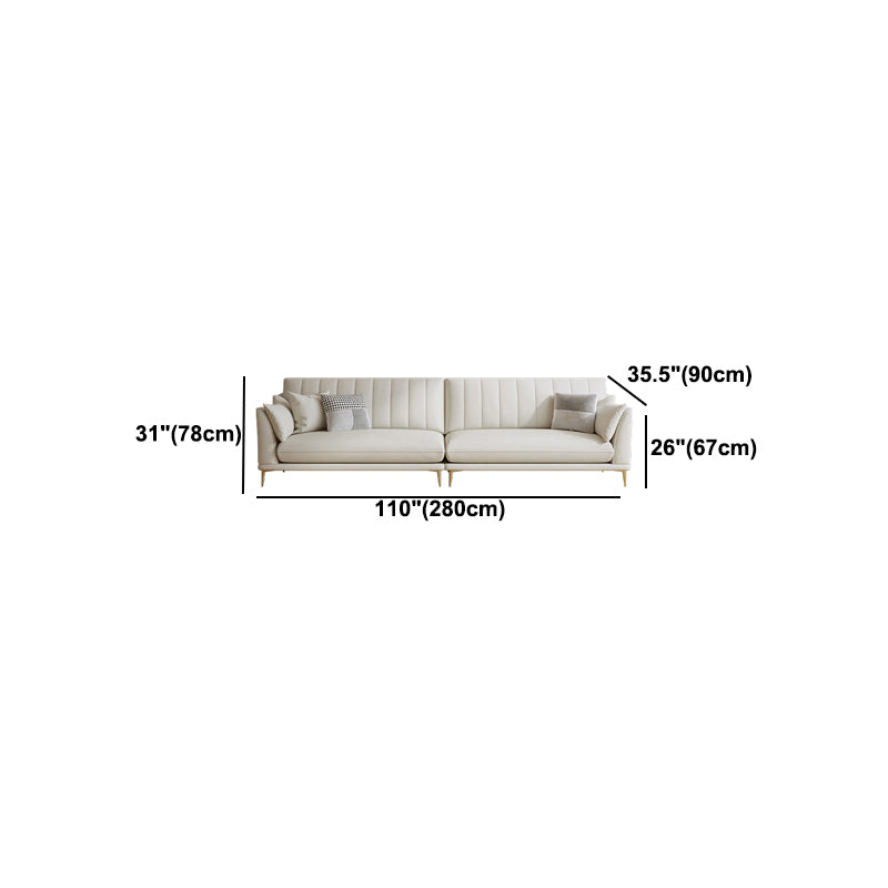 Contemporary Channel Back Faux Leather Sloped Arms Sofa/Sectionals,Ivory