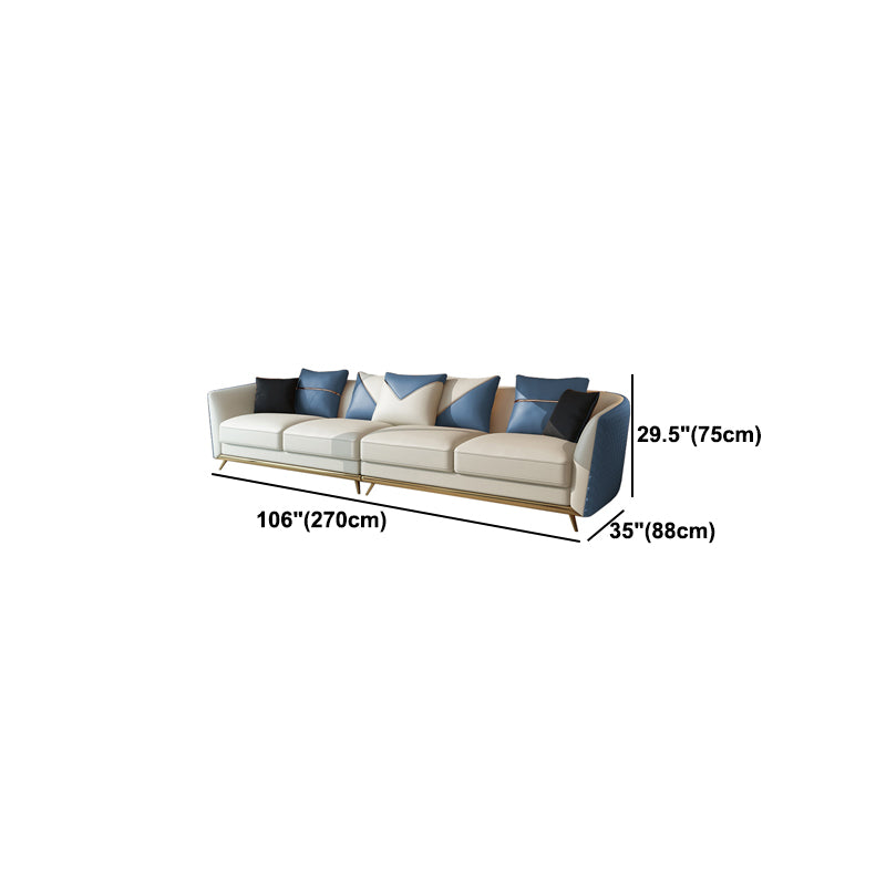 Leather Tuxedo Arm Sectional Sofa 29.53"High Modern Cushion Back Sofa