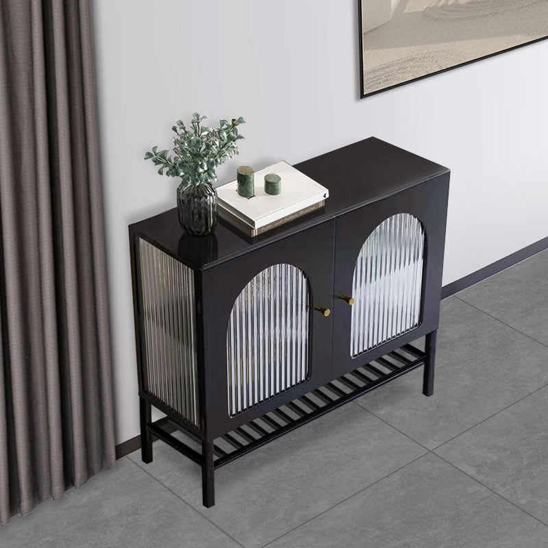 Glass Doors Iron Frame Server Modern Style Buffet Server for Living Room