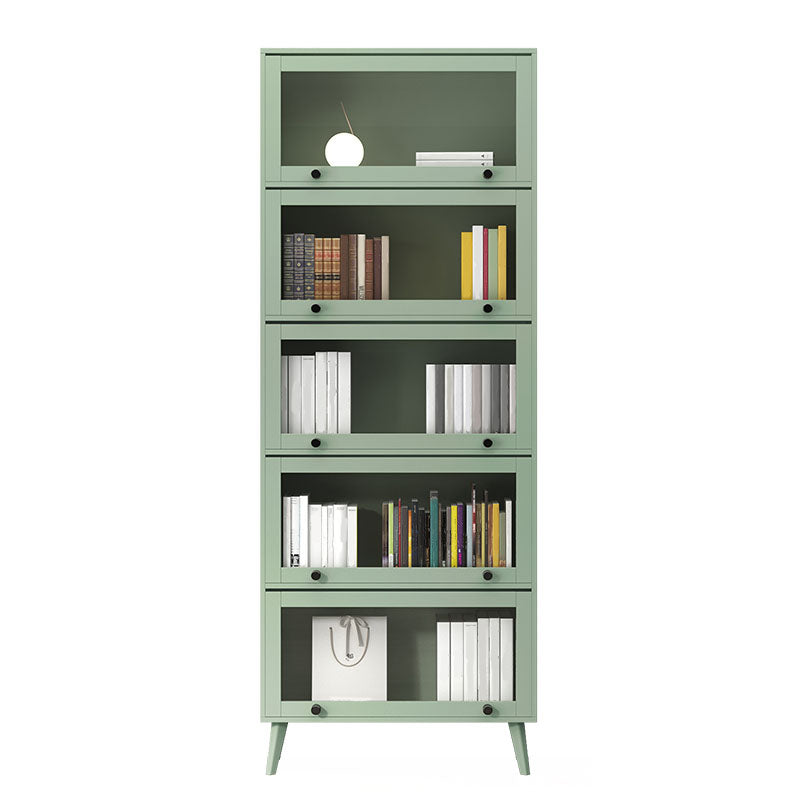 Modern Style Bookcase Closed Back Bookshelf with Glass Door for Home Office