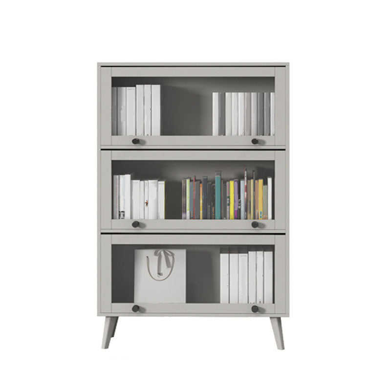 Modern Style Bookcase Closed Back Bookshelf with Glass Door for Home Office