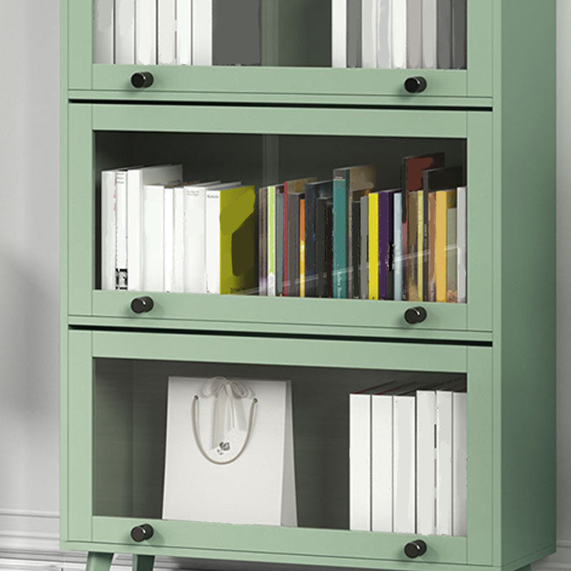 Modern Style Bookcase Closed Back Bookshelf with Glass Door for Home Office