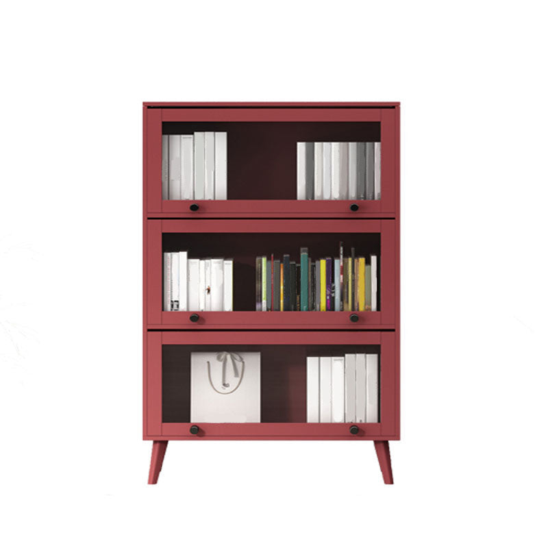 Modern Style Bookcase Closed Back Bookshelf with Glass Door for Home Office