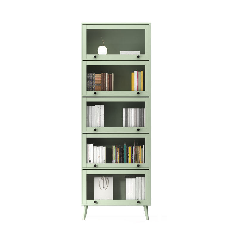 Modern Style Bookcase Closed Back Bookshelf with Glass Door for Home Office