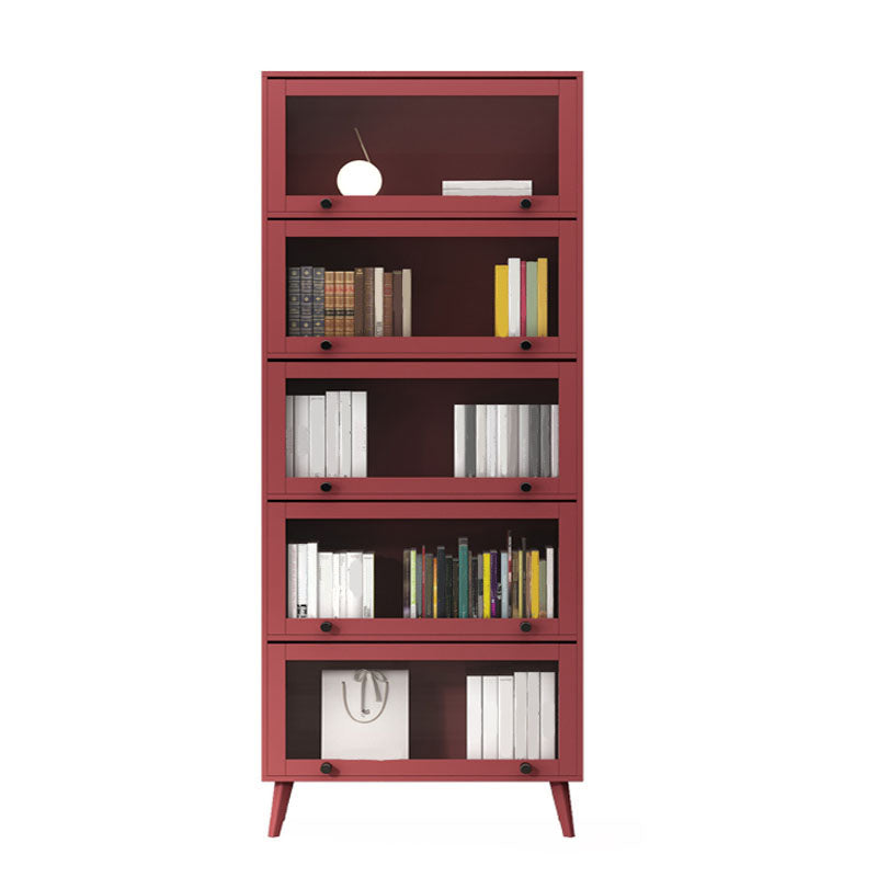 Modern Style Bookcase Closed Back Bookshelf with Glass Door for Home Office