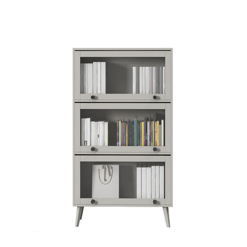 Modern Style Bookcase Closed Back Bookshelf with Glass Door for Home Office