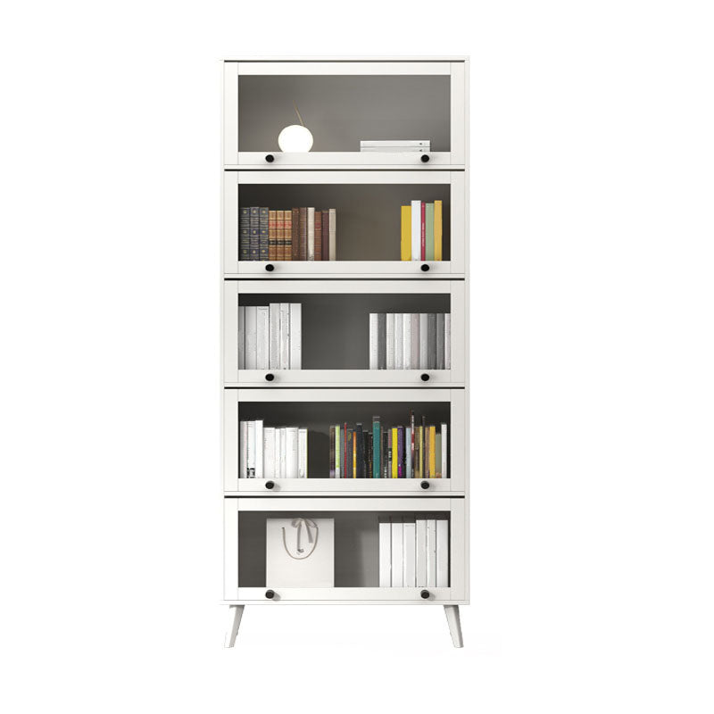 Modern Style Bookcase Closed Back Bookshelf with Glass Door for Home Office