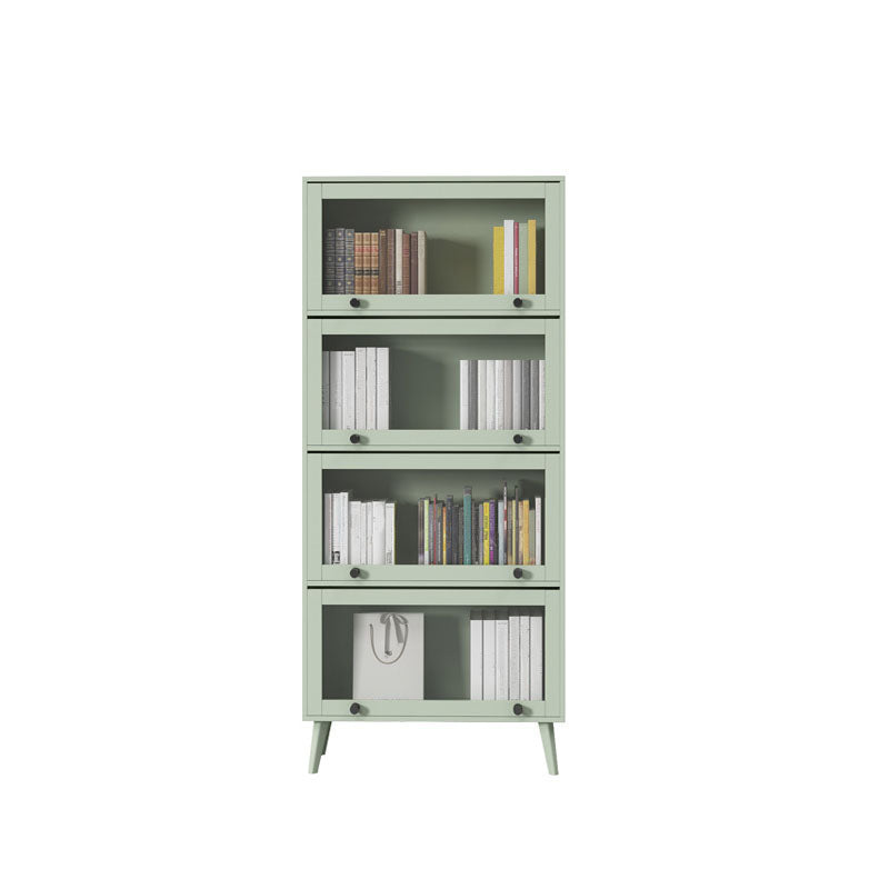 Modern Style Bookcase Closed Back Bookshelf with Glass Door for Home Office