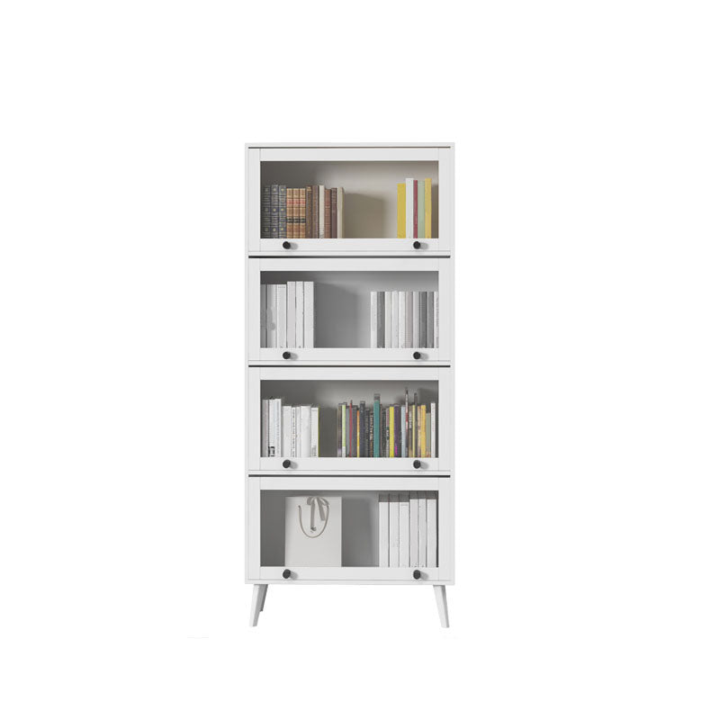 Modern Style Bookcase Closed Back Bookshelf with Glass Door for Home Office
