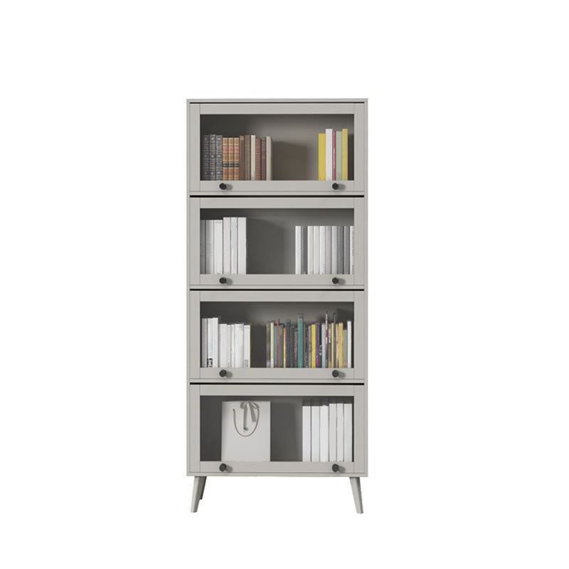 Modern Style Bookcase Closed Back Bookshelf with Glass Door for Home Office