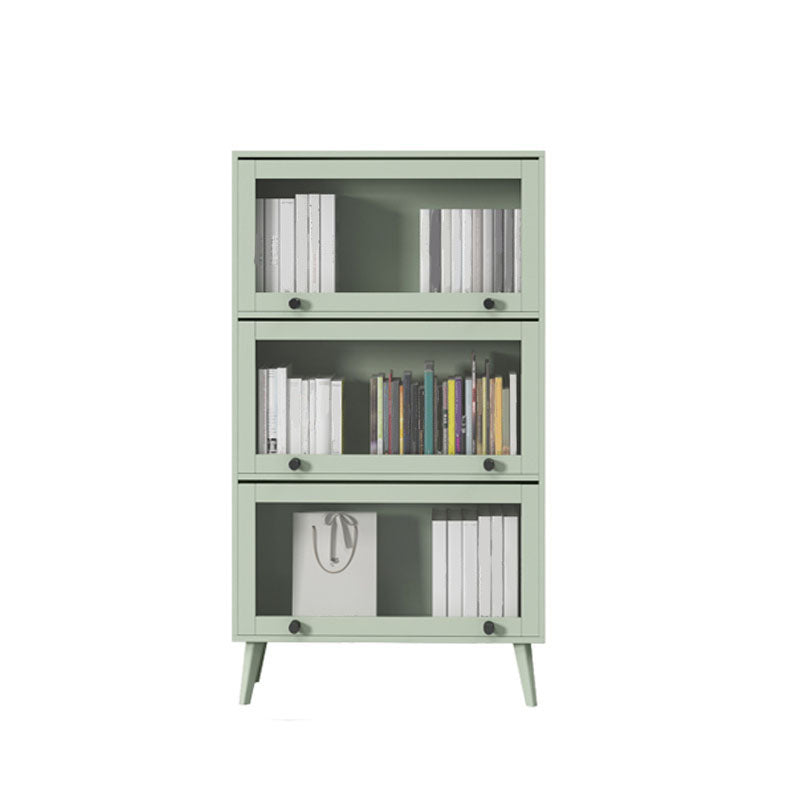 Modern Style Bookcase Closed Back Bookshelf with Glass Door for Home Office