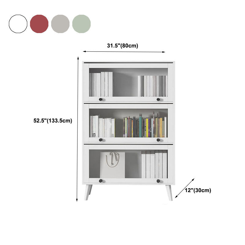Modern Style Bookcase Closed Back Bookshelf with Glass Door for Home Office