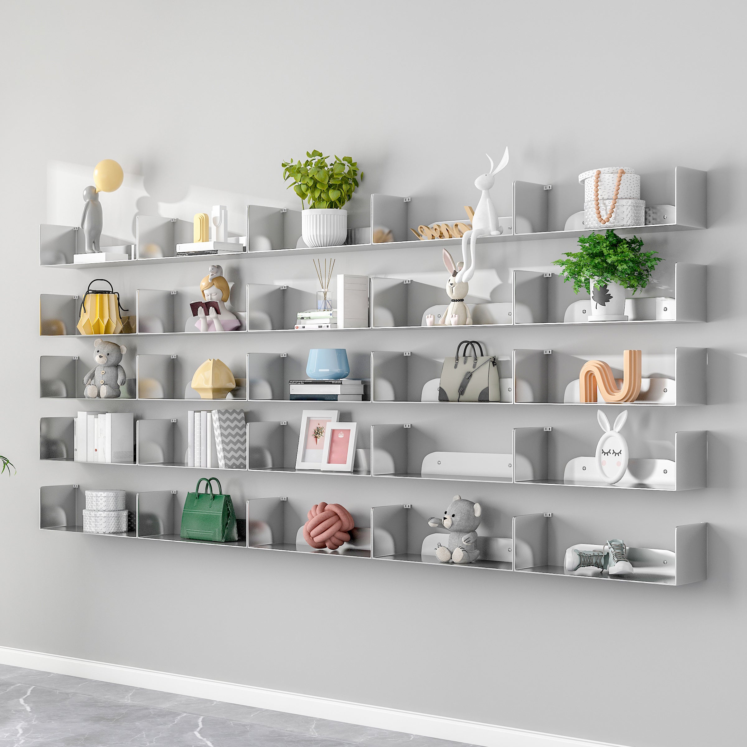 Modern Style Bookcase Metal Wall Mounted Bookshelf for Home Office