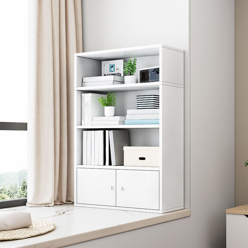 Modern Style Bookcase Wood Closed Back Bookshelf with Door for Office