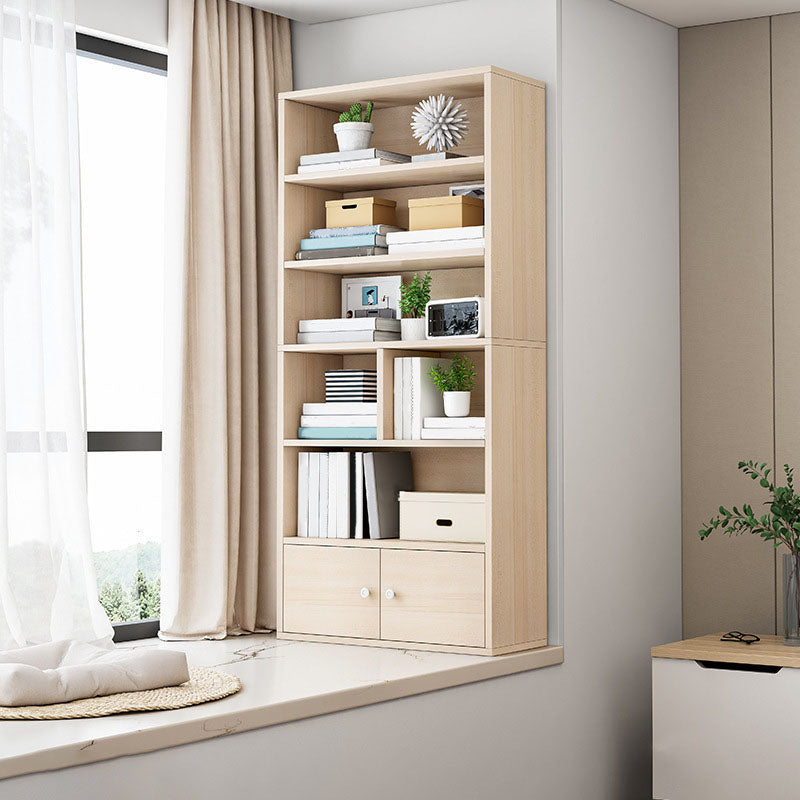 Modern Style Bookcase Wood Closed Back Bookshelf with Door for Office