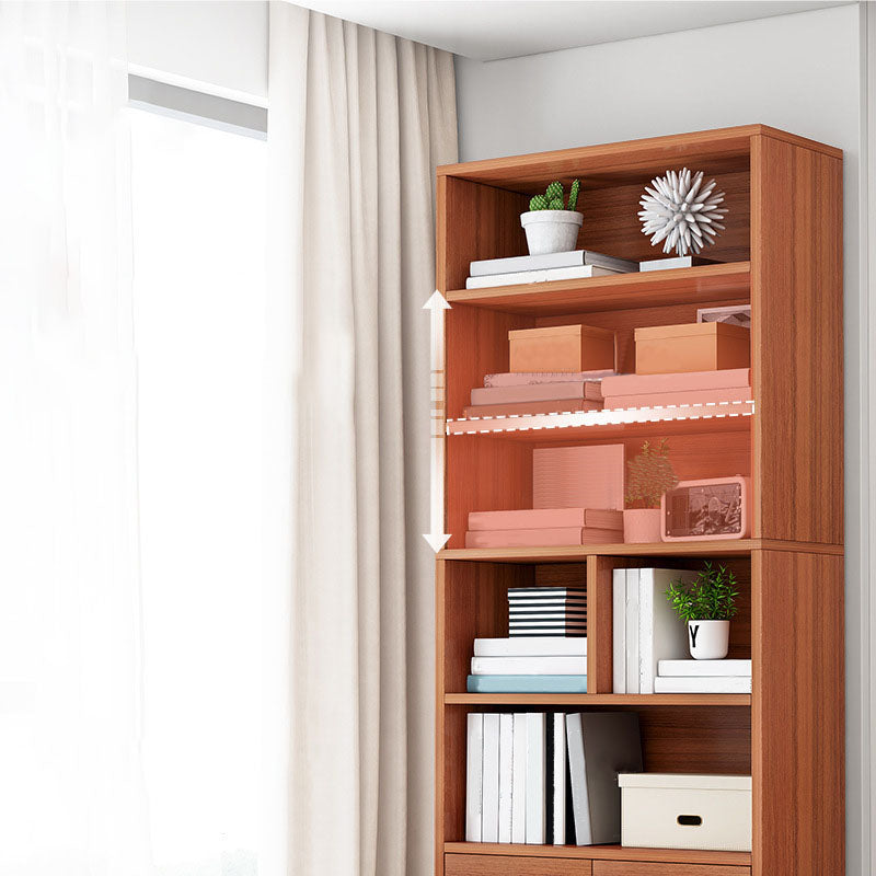 Modern Style Bookcase Wood Closed Back Bookshelf with Door for Office