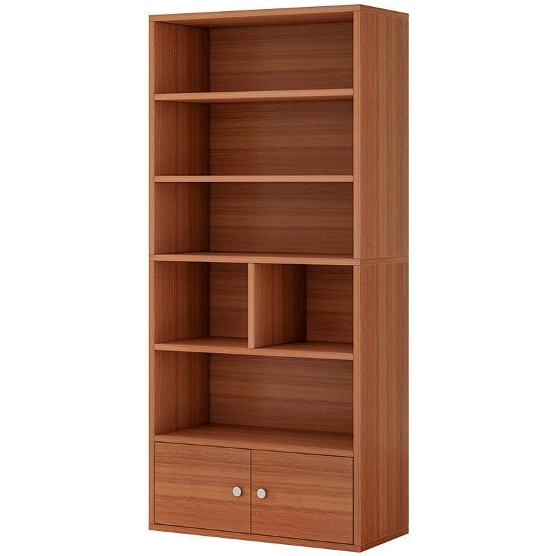 Modern Style Bookcase Wood Closed Back Bookshelf with Door for Office