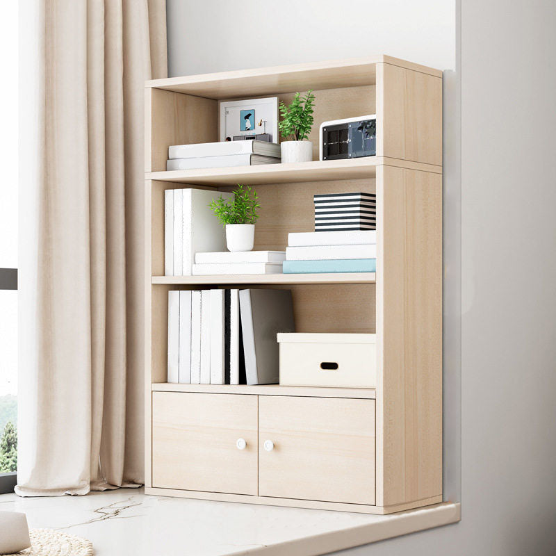 Modern Style Bookcase Wood Closed Back Bookshelf with Door for Office