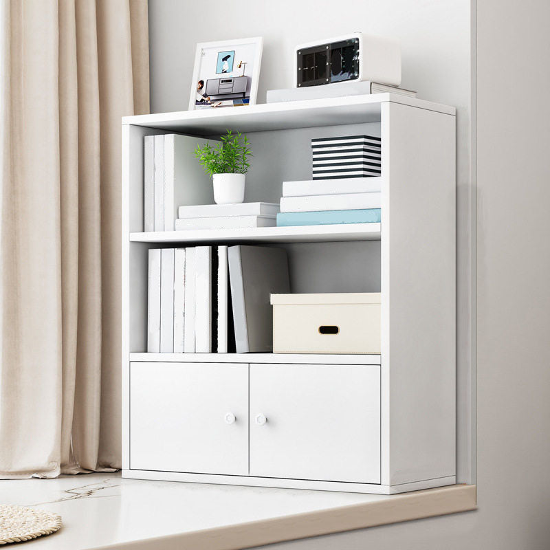 Modern Style Bookcase Wood Closed Back Bookshelf with Door for Office