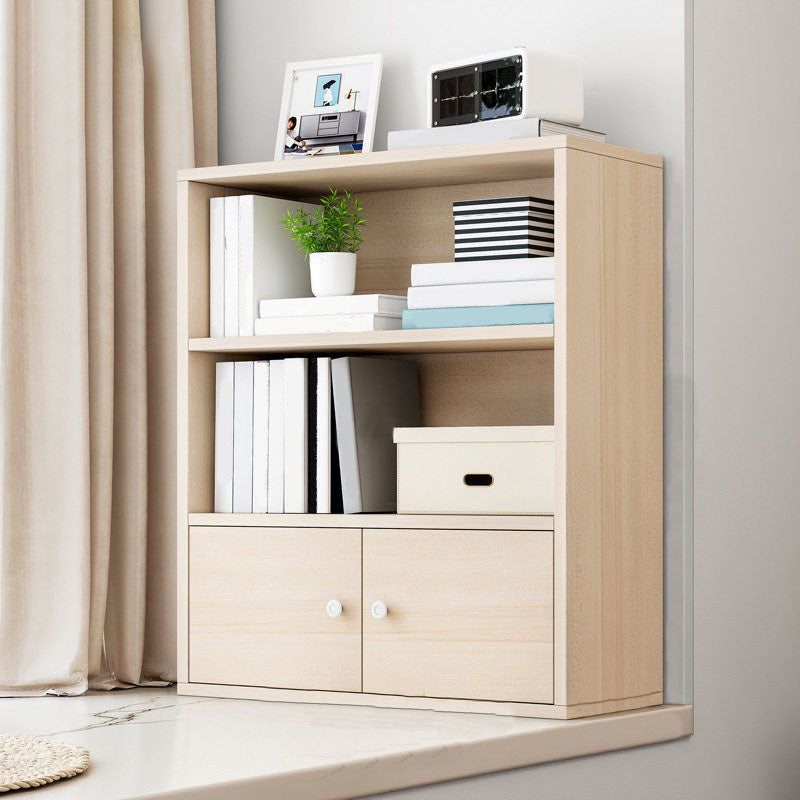 Modern Style Bookcase Wood Closed Back Bookshelf with Door for Office