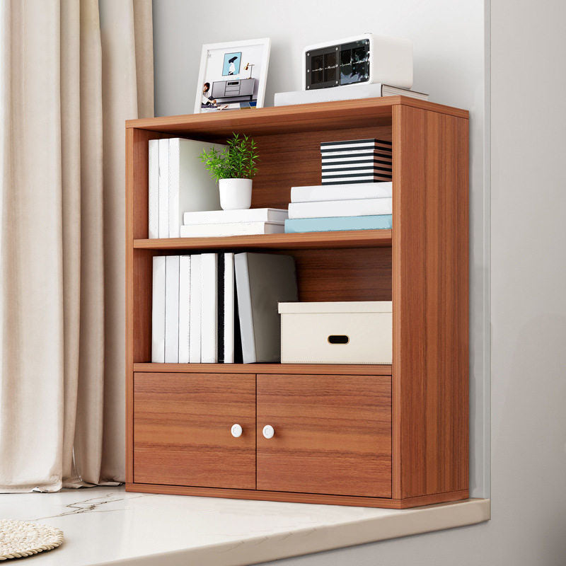 Modern Style Bookcase Wood Closed Back Bookshelf with Door for Office