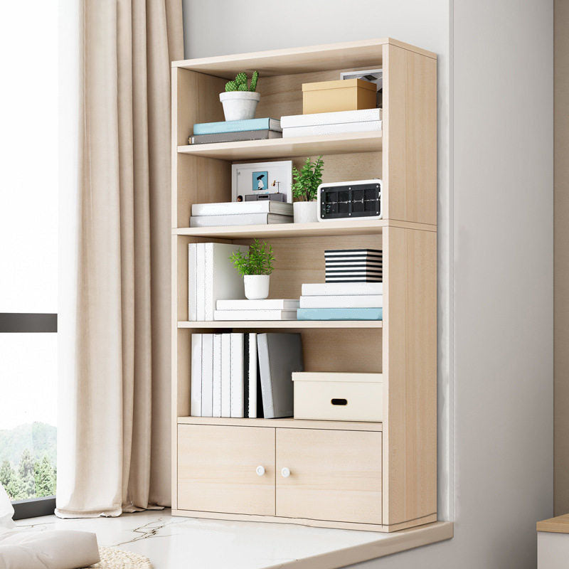 Modern Style Bookcase Wood Closed Back Bookshelf with Door for Office