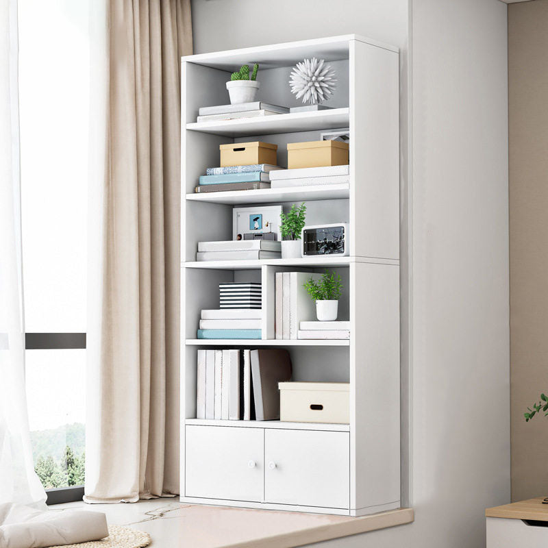 Modern Style Bookcase Wood Closed Back Bookshelf with Door for Office