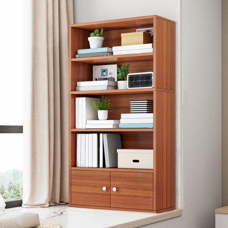 Modern Style Bookcase Wood Closed Back Bookshelf with Door for Office