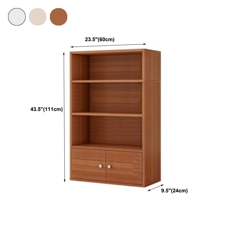 Modern Style Bookcase Wood Closed Back Bookshelf with Door for Office