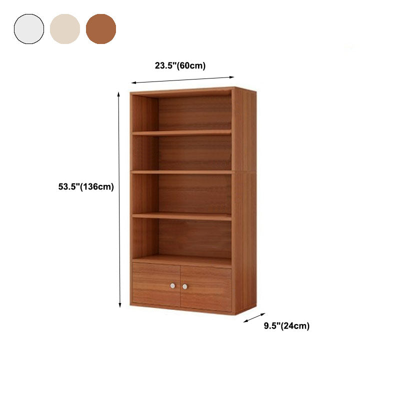 Modern Style Bookcase Wood Closed Back Bookshelf with Door for Office