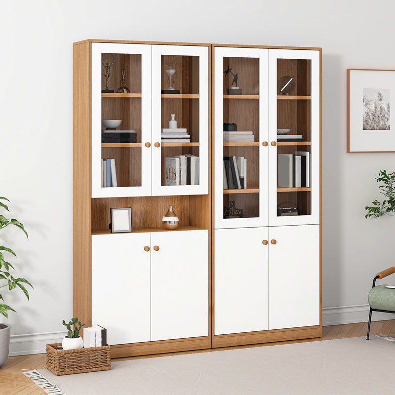 74.5"H Modern Bookcase Wood Closed Back Bookshelf with Door for Home Office