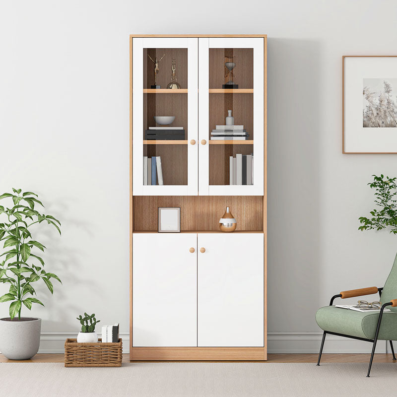 74.5"H Modern Bookcase Wood Closed Back Bookshelf with Door for Home Office