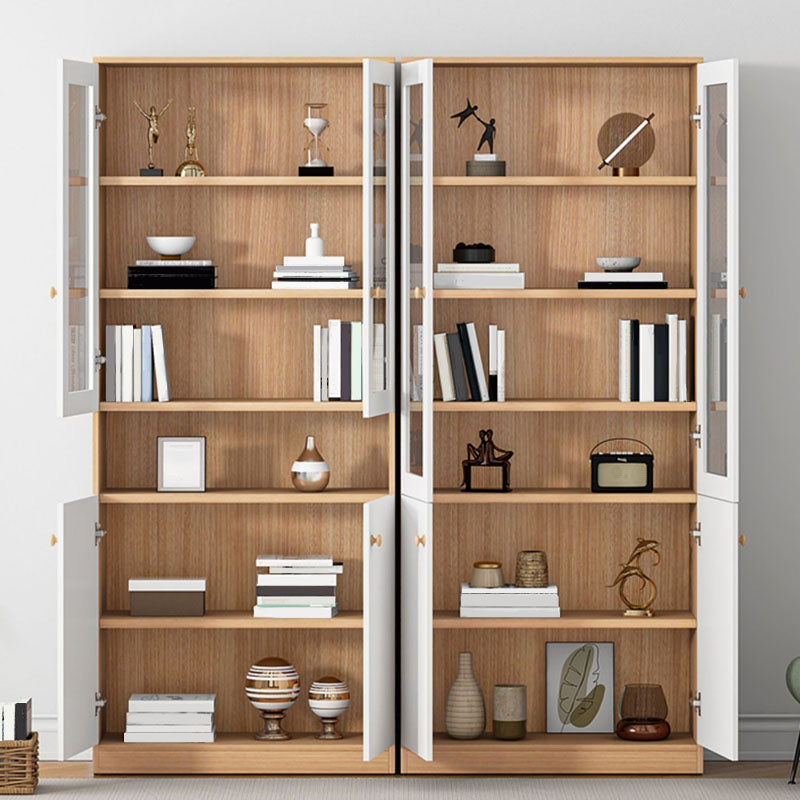 74.5"H Modern Bookcase Wood Closed Back Bookshelf with Door for Home Office